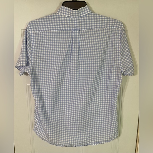 Ralph Lauren Mens M Short Sleeve Button Down Classic Fit Shirt Blue Checkered - Picture 7 of 8